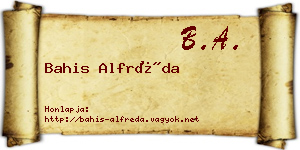 Bahis Alfréda névjegykártya